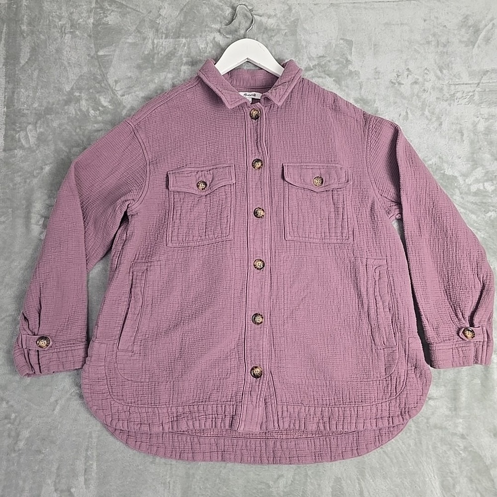 Madewell Womens Waffle Knit Shirt‎ Jacket Large Purple